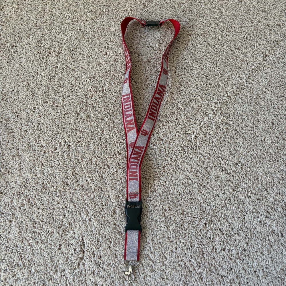 IU Red and White Lanyard